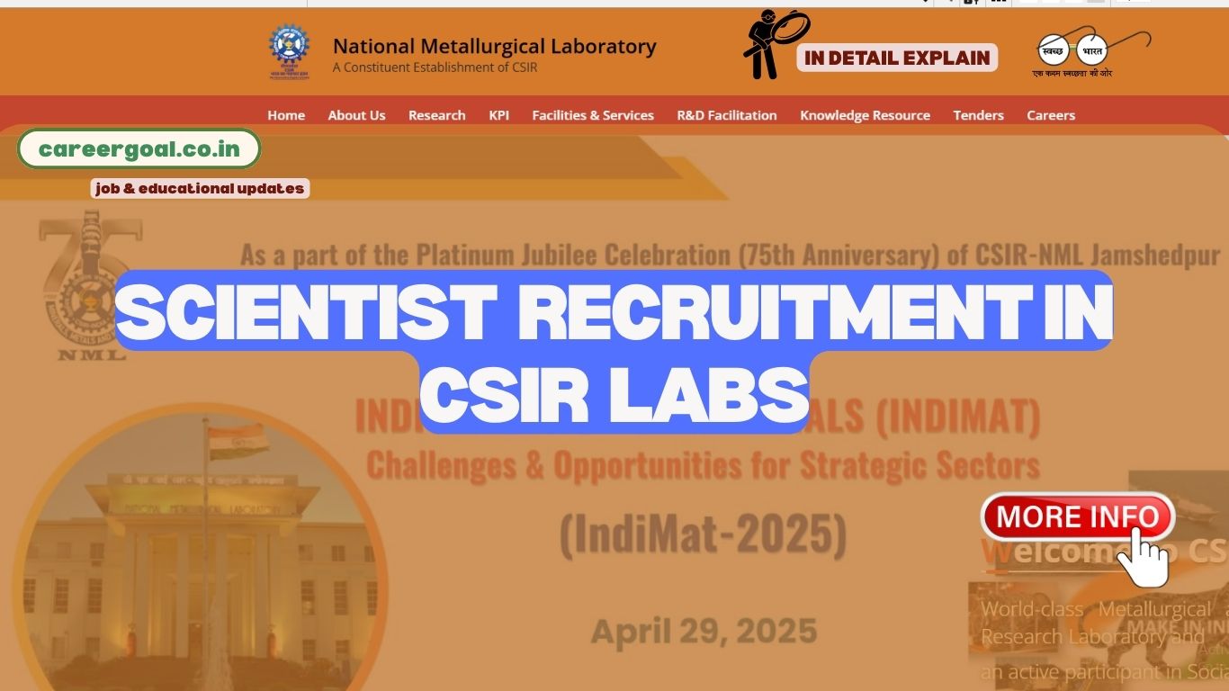 Join CSIR-NML as a scientist recruitment in csir labs Apply for 14 vacancies. Check age limit, qualifications, salary, careergoal.co.in