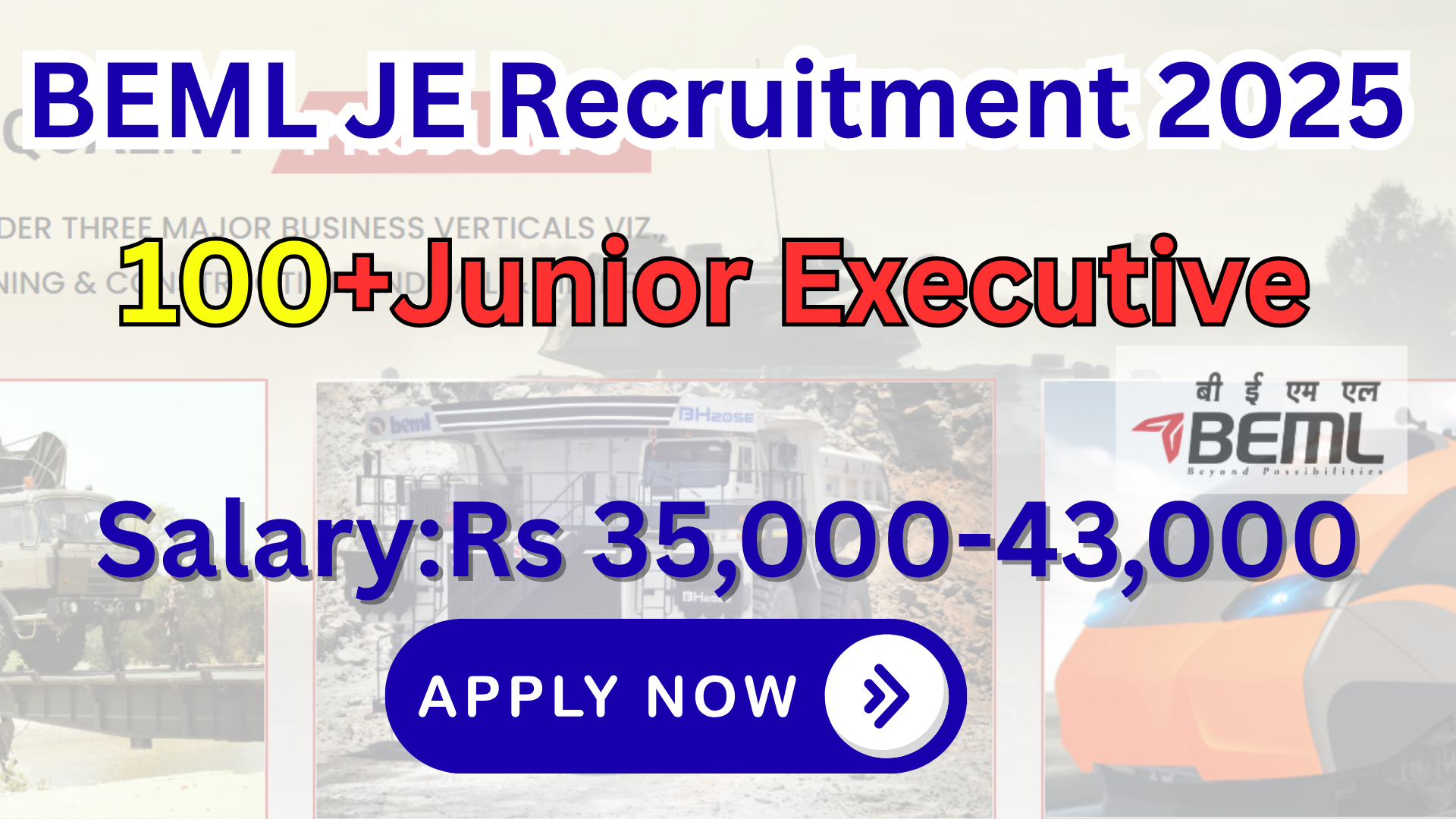 BEML Junior Executive Recruitment 2025
